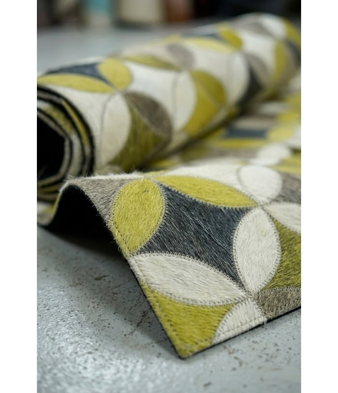 Tapis Abani Rugs Hide HID390A Chartreuse Gris à motifs circulaires superposés Soriano, 9 pi x 12 pi