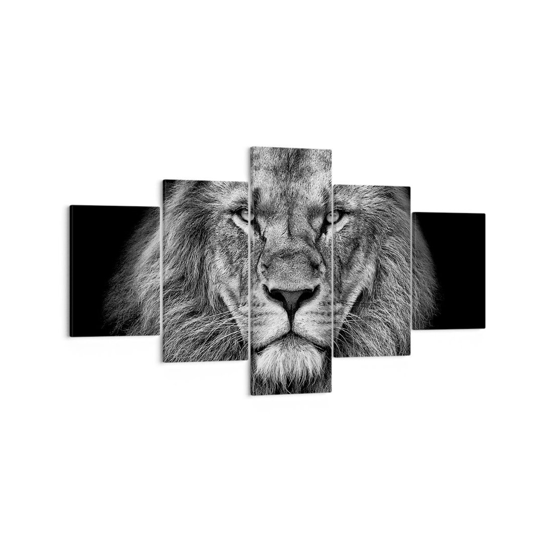 5-tlg. Leinwandbilder-Set Portrait Lion Black and White