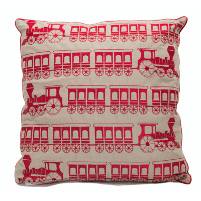 Steam Train Embroidered Throw Pillow