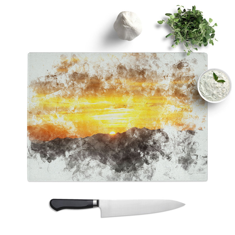 Tempered Glass Sunset in Austria Chopping Board, 28.5 cm x 39 cm