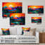 «Vibrant Sunset», art mural acrylique montagnes-101524779
