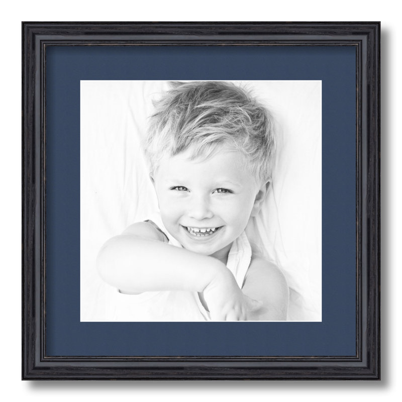 Wood Matte Picture Frame with Mat, Midnight Blue