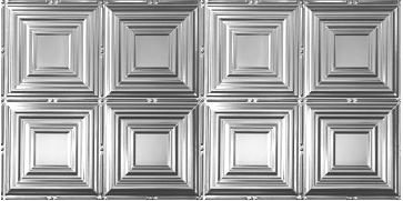 Turn Of The Century 48.5'' L x 24.5'' W Tin Glue Up Ceiling Tile In Shiny Silver Chelsea Decorative Metal Co