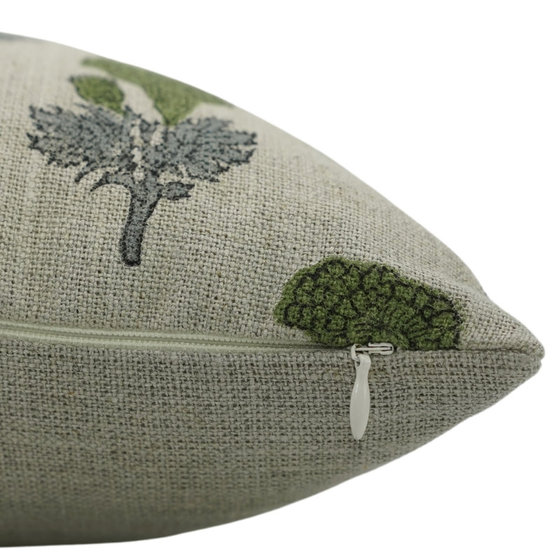 Fabdivine Manmohan Block Print Pillow Cover Natural Fabric Decorative Cushion 24x24 Inch, Green Floral 2, Square 24"