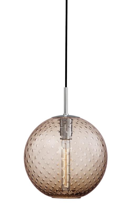 Rousseau 1 Light Pendant, 7.75" H X 6" W X 6" D, Blue, Polished Chrome