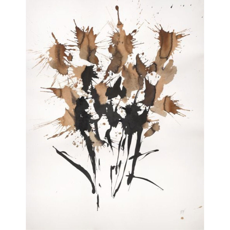 Sepia Florals IV Print by Paul Ngo, 31" H x 24" W x 1.5" D, Outdoor