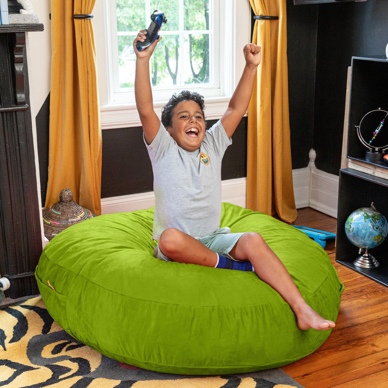 4 pi Fauteuil à billes et coussin anti-chute Cocoon Kids - Microsuède, Micro suède limette