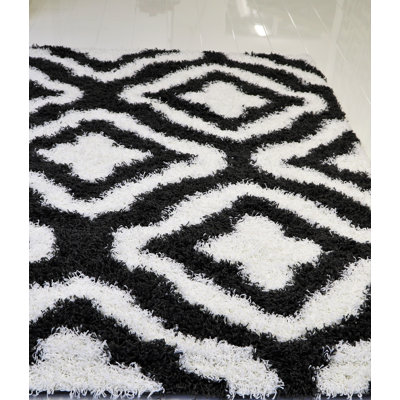 Gris foncé géométrique/tapis décoratif blanc Konopka