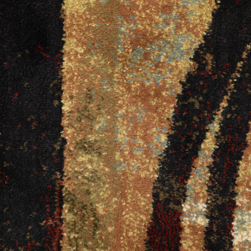 Geovany Abstract Brown/Black/Beige Area Rug, Runner 1'10 x 7'6"