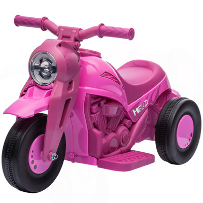 Voiture Qanda Ride on Bubble, moto 6V, moto électrique 3 roues 2 MPH pour tout-petits avec phare à DEL, musique, avant et réserve, rose