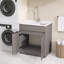 Évier de cuisine 30 po avec lavabo à surface solide et armoire de rangement autoportante brun clair