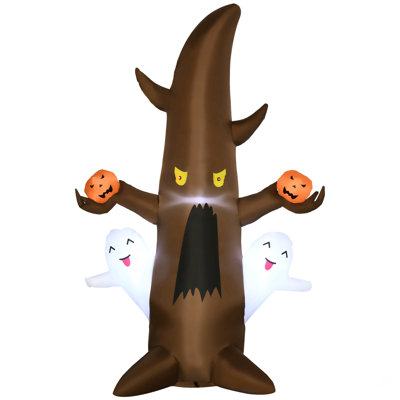 5' Halloween Inflatables Outdoor Decorations Ghost Tree With Pumpkins, Blow-Up LED Yard Decor Indoor Outdoor For Garden, Lawn, Party, Holiday