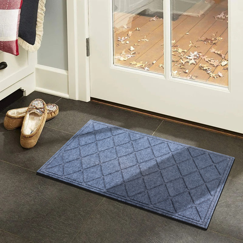 Paillasson antidérapant Albertina Diamond Eco-Poly 36 po x 24 po, Gris moyen