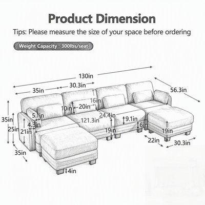 Canapé d'angle modulaire 4 places en forme de L, design moderne et minimaliste capitonné, avec 2 poufs amovibles et d'épais coussins d'assise confortables.