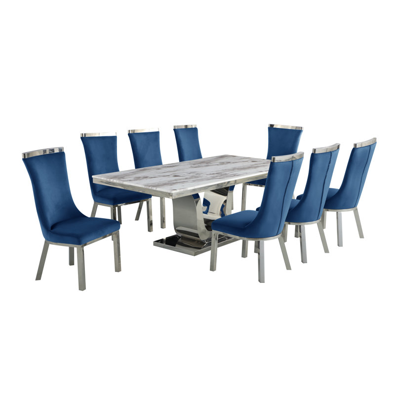 Ensemble repas pour 8 personnes, Bleu marine