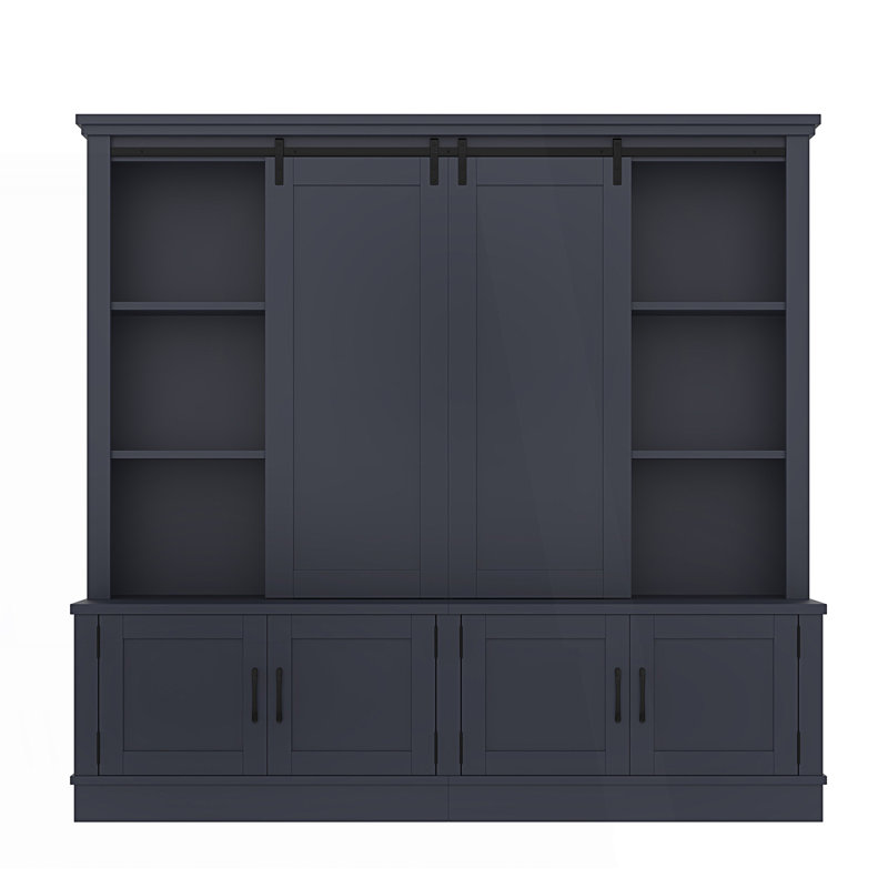 Multifunctional Entryway Cabinet With Sliding Rails, Blue