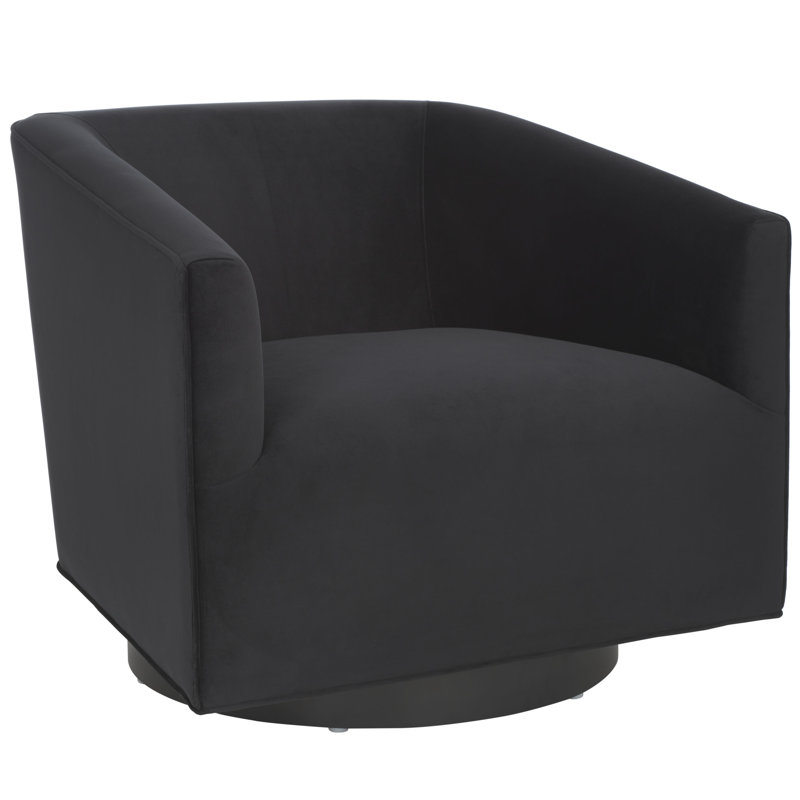 Foresthill Velvet Swivel Armchair, Black