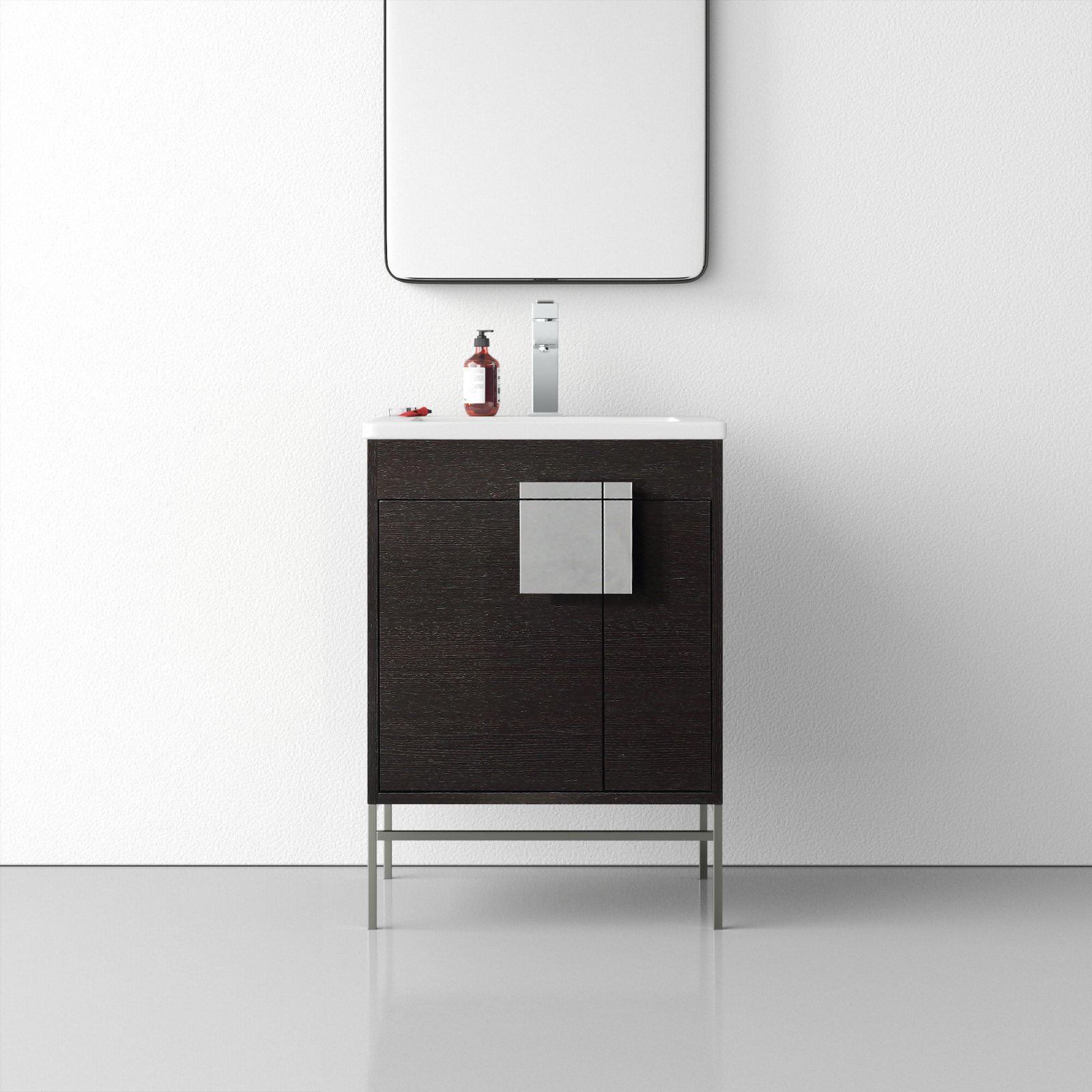 Maisie 24'' Single Bathroom Vanity, Polished Chrome, Black