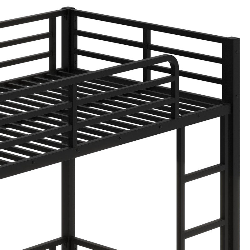 Metal Floor Bunk Bed For Kids, Teens, Adults, Twin XL over Twin XL