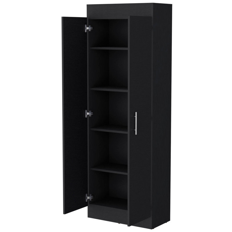 Armoire de cuisine à 5 tablettes - noir, grande capacité de rangement en option noire, Noir