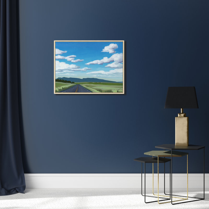 Driving Back from Lakeview, No, Beige Floater Frame Canvas