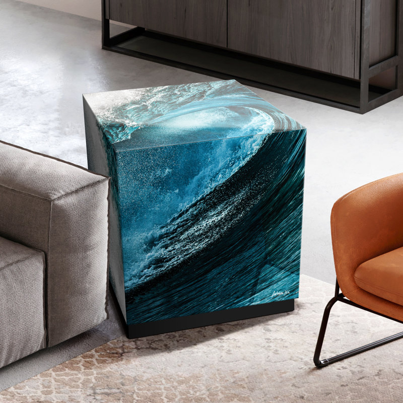 Table de bout en verre avec base noire