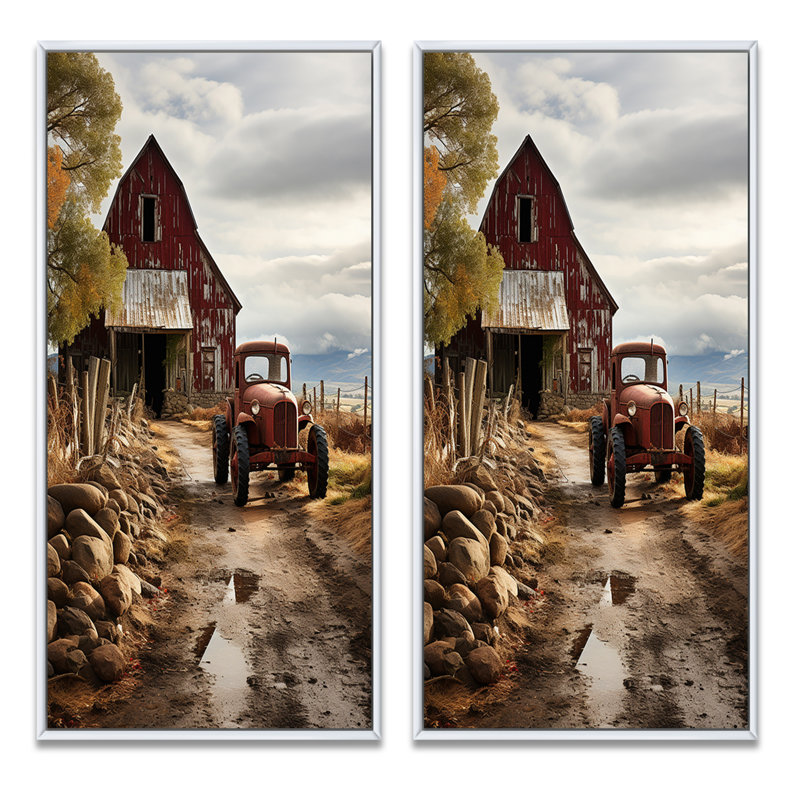 «Barns Rustic Charm VI», 2 pièces, Cadre blanc, H 32 po x l 32 po