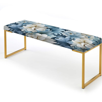 Ethereal Neutrals - Floral Upholstered Gold Bench