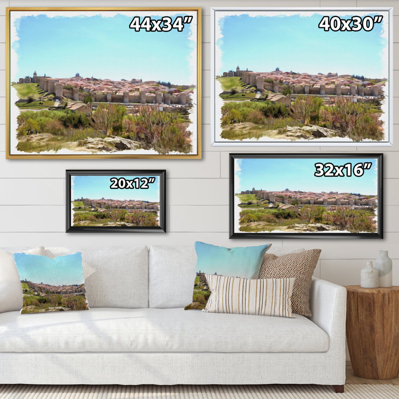 " View On Medieval City Walls ", Maple Floater Frame, 24" H x 32" W