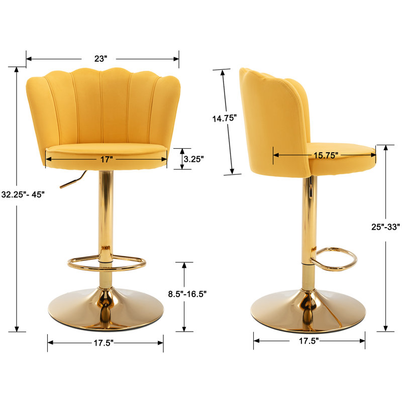 Ludka Swivel Adjustable Height Stool, Yellow