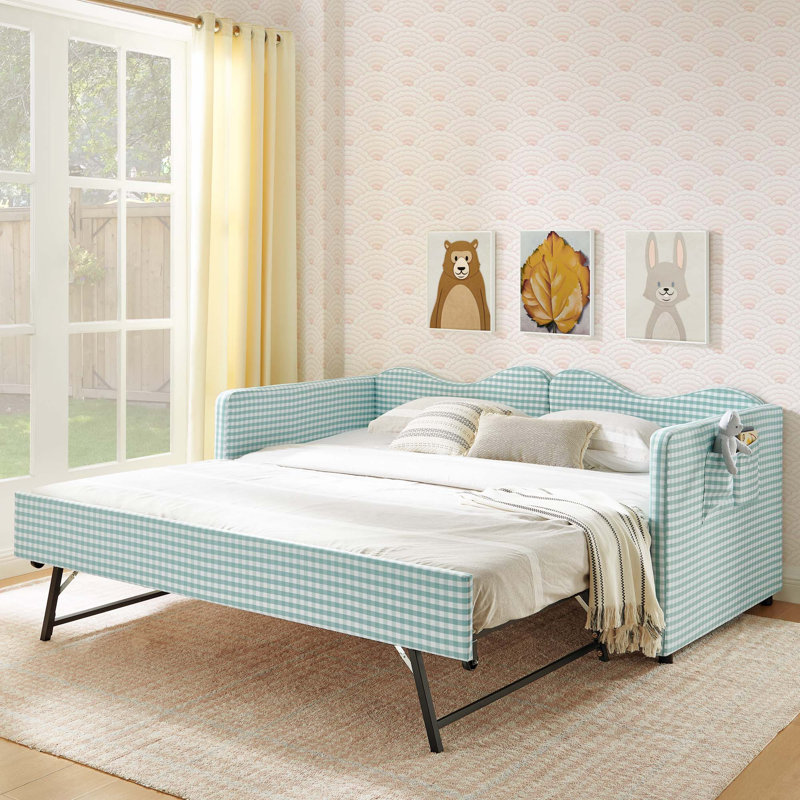 Lit de jour avec lit gigogne escamotable, Twin, Cyan