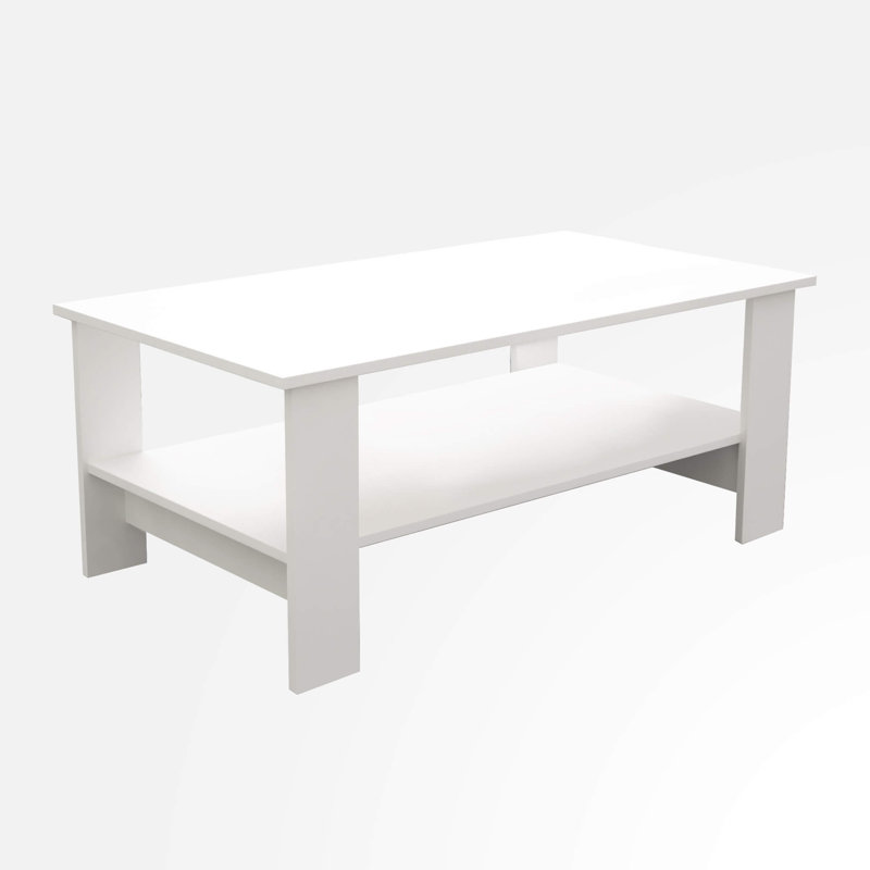 Kellow Four Leg Coffee Table with Storage, White