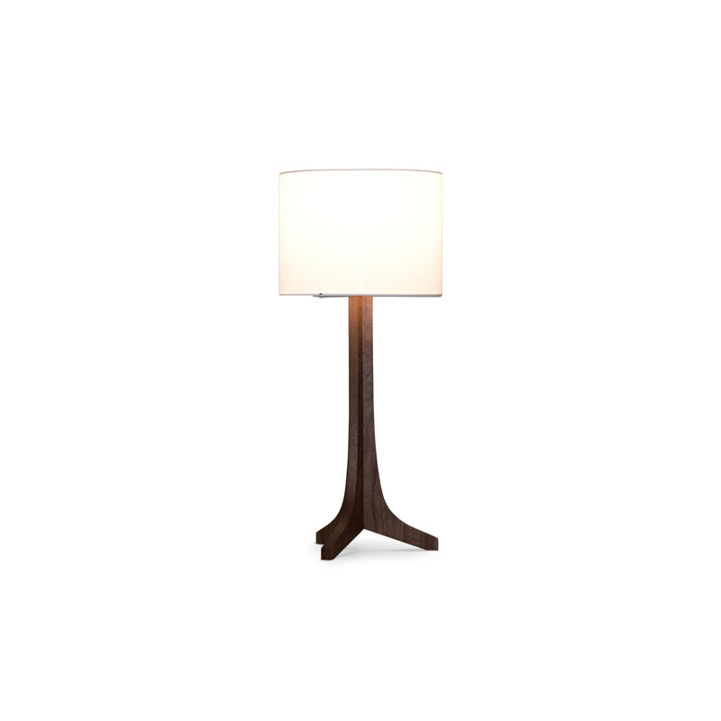 Lampe sur pied 59 po Nauta, Lin blanc, Aluminium brossé / noyer teint foncé / bois expo