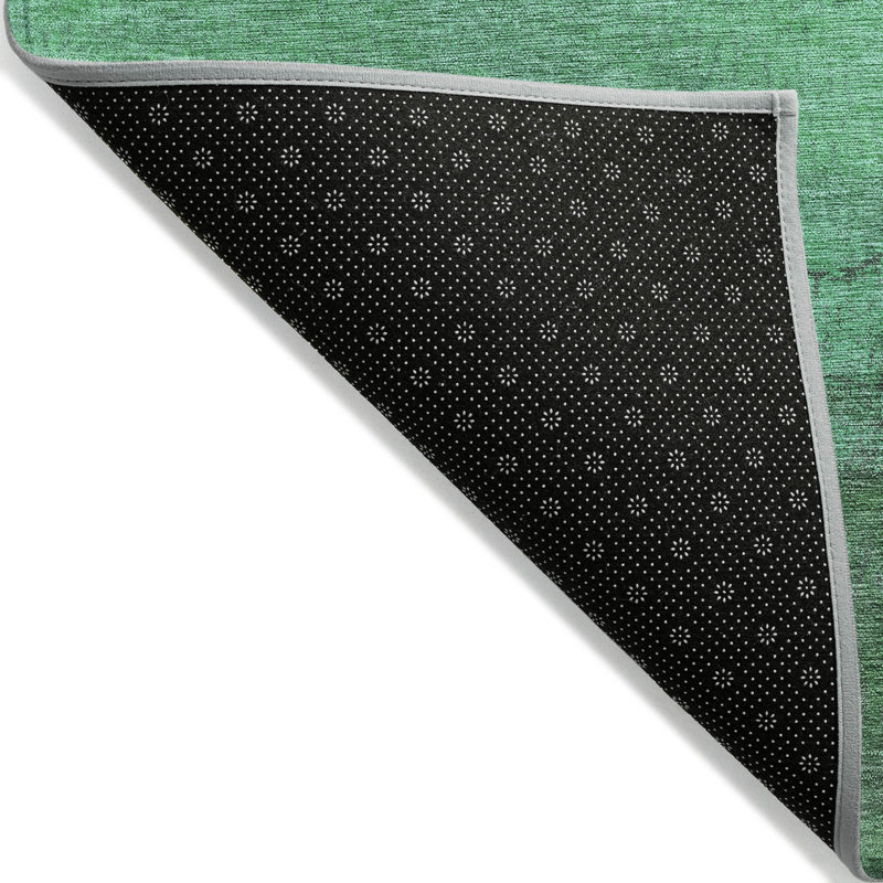 Machine Washable Indoor/Outdoor Cinead ACN1699 Green Rug, Runner 2'3" x 7'6"