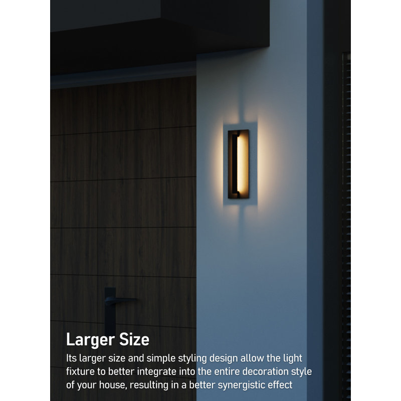 Lampe murale d'extérieur à DEL, lumière extérieure en aluminium noir mat à motif sculpté, blanc chaud 3000K