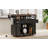 46.5'' Farmhouse Kitchen Island With Drape Of Beads, Power Outlet, Rolling Kitchen Cart On Wheels With Drop Leaf, 3 Doors , 3 Drawers And Internal Iron Shelf, For Kitchen, Dining Room, Black-1804005038