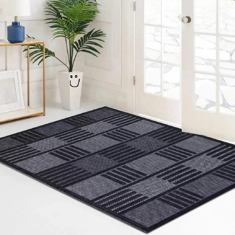 Geometric Kilim, Black, Rectangle 50 cm x 80 cm