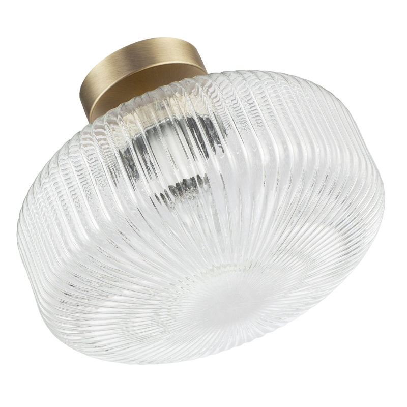 Glass Semi Flush Mount, Antique Brass