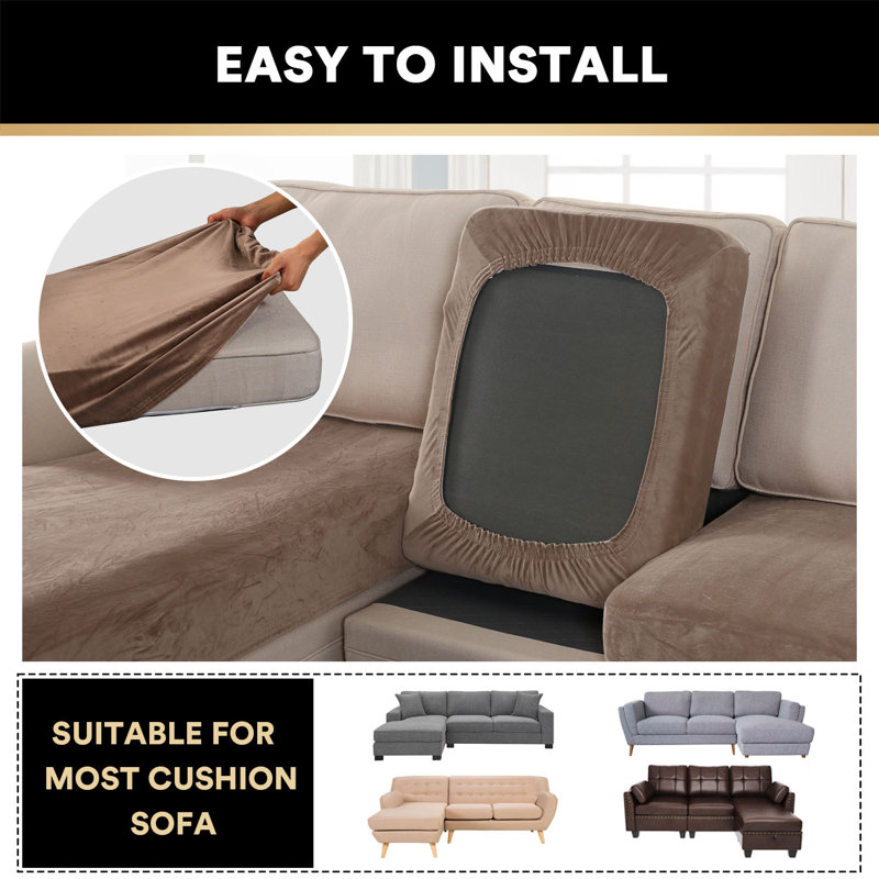 Housse pour canapé modulaire à coussins carrés / rectangulaires, Velours taupe