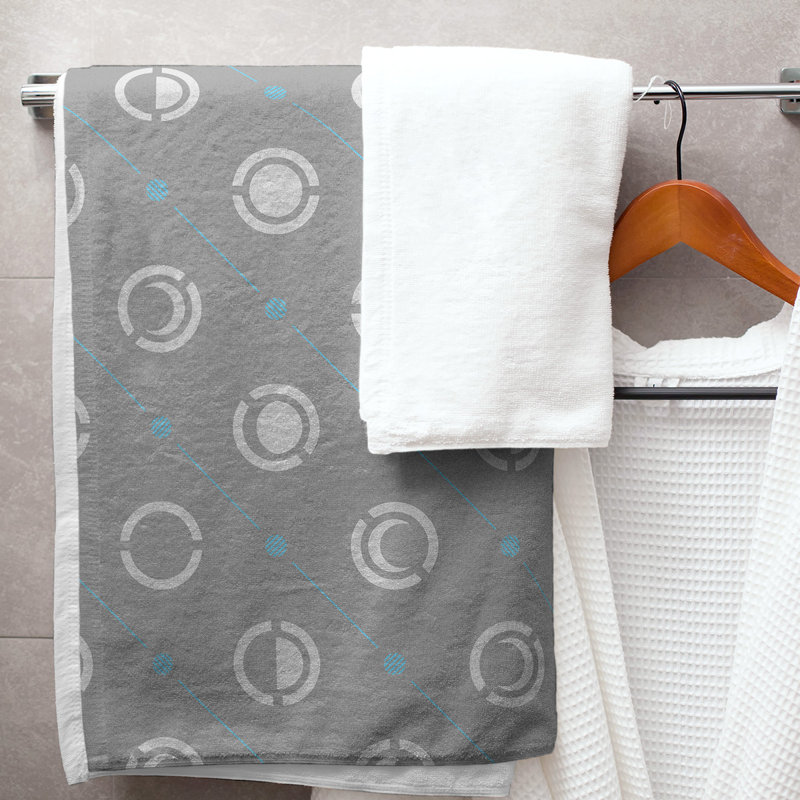 Serviette de bain Classic, Gris foncé / bleu