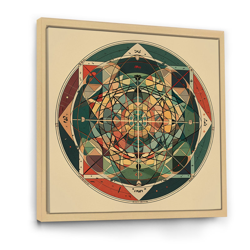 Sacrée mystère rétro Alchimie mandala I sur toile, H 16 po x l 16 po, Cadre naturel flottant