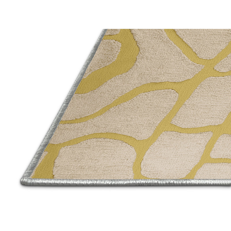 Machine Washable Abstract Beige Area Rug