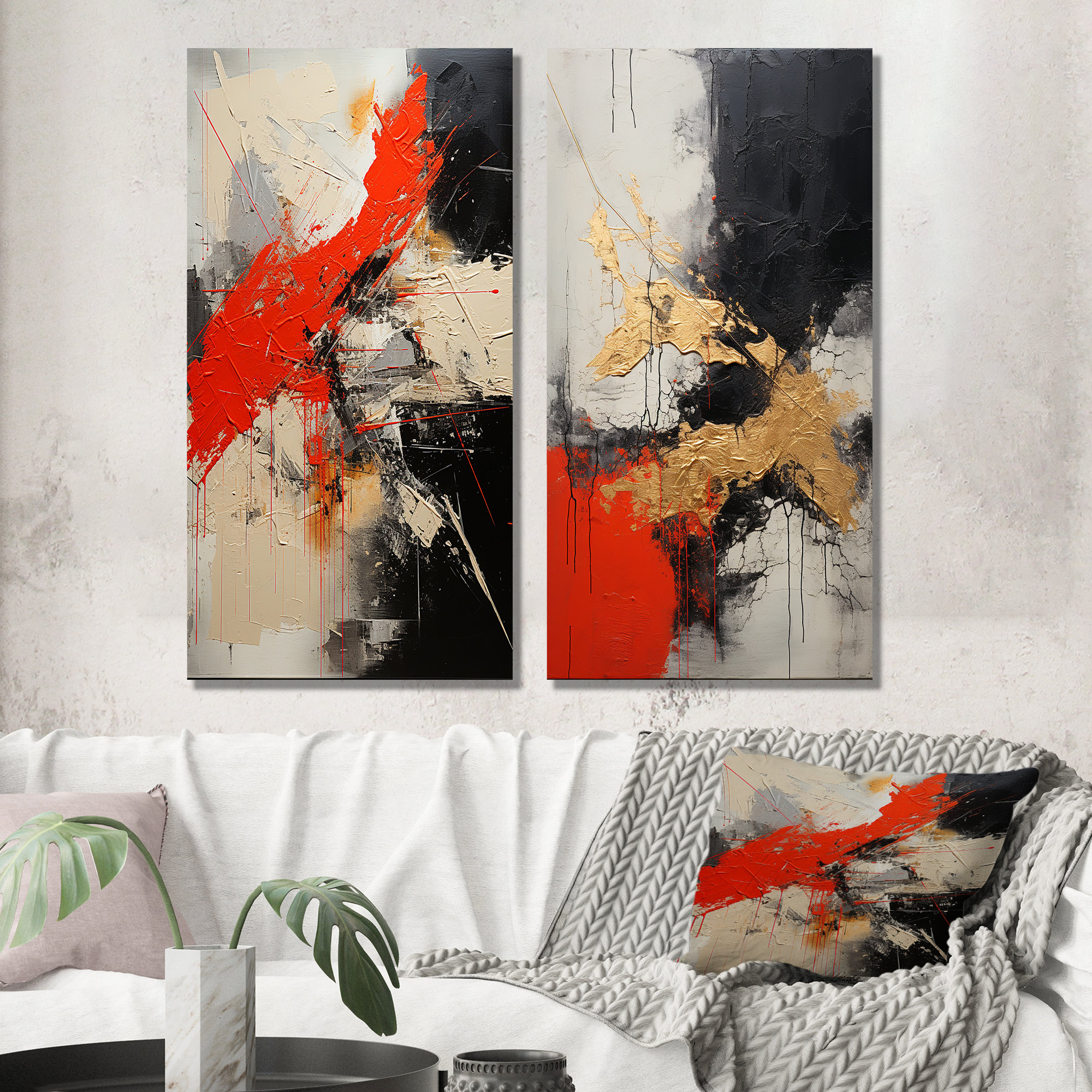 Explosion Decor Ivy Bronx Volcano Volcanic Explosion - Abstract Wall Decor Set Of 2 ...