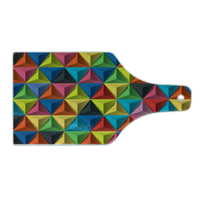 Multicolor Geometric Pyramid Tempered Glass Cutting Board
