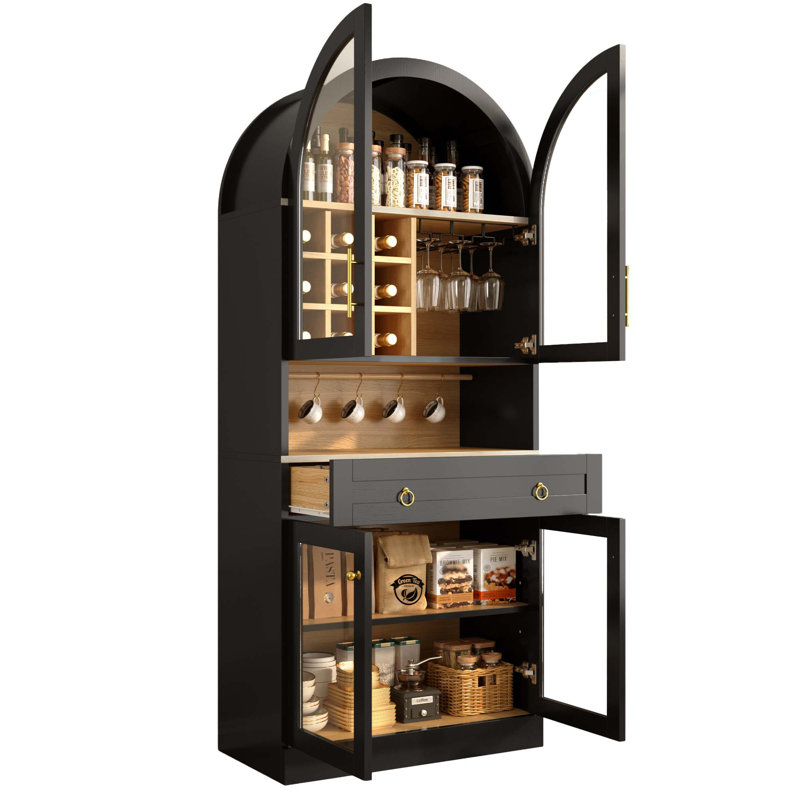Armoire de bar 70 po de hauteur avec tablette réglable 70 po, Noir