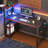 Nedyo Gaming Desk with RGB LED Light, Computer Desk with 4 Tier Reversible Storage Shelves, Hooks, Cup holder and Magnets-533530831-533530828