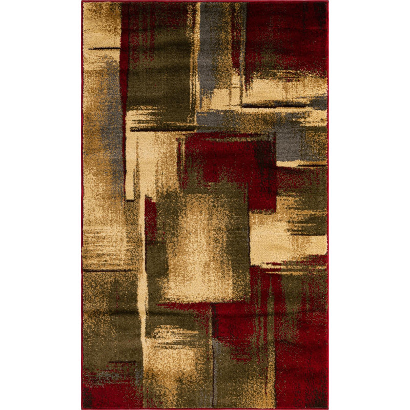 Tapis contemporain Trejo couleur vin carré, Rectangle 6 pi x 9 pi