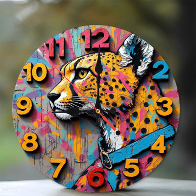 Horloge murale artistique avec guépard