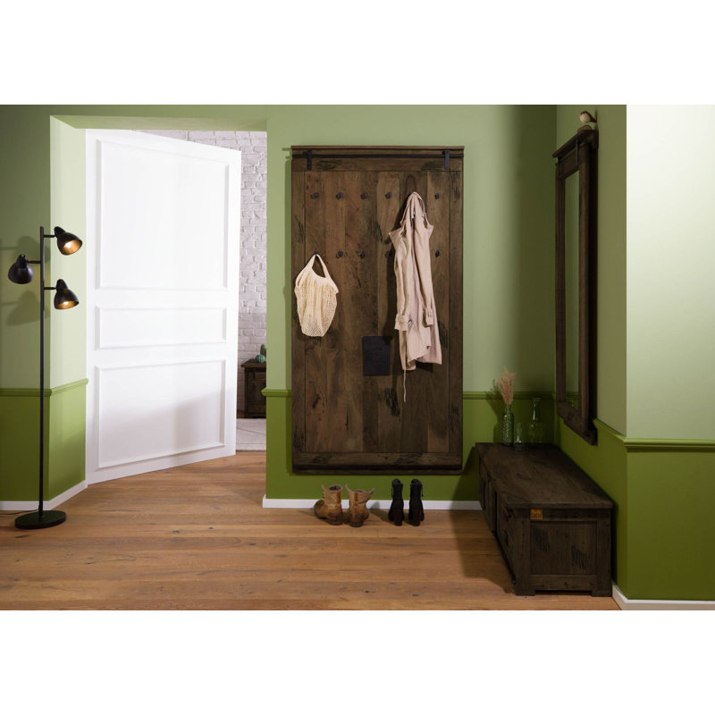 Railway Hall Tree 100cm Wide, Brown Lacquered