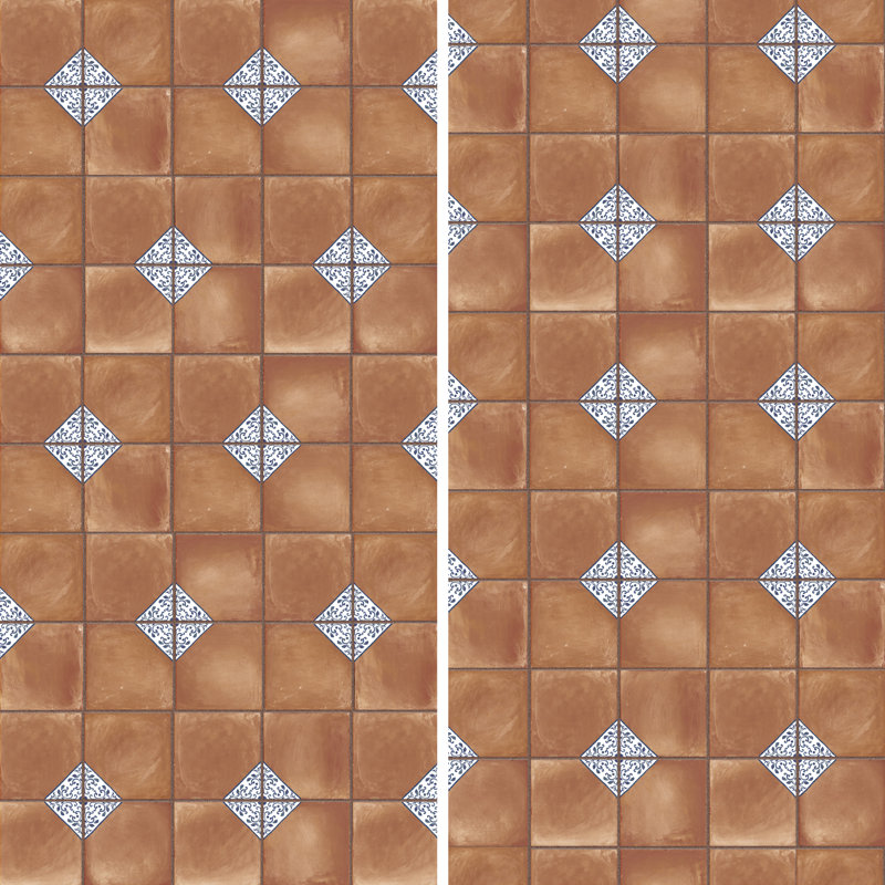 Sentier 7.88" x 7.88" Porcelain Spanish Wall & Floor Tile, Brown/White/Blue